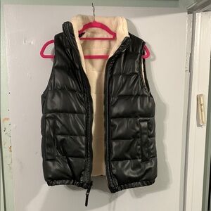 Rebbeca Minkoff Black Puffer Vest with Faux Fur Lining